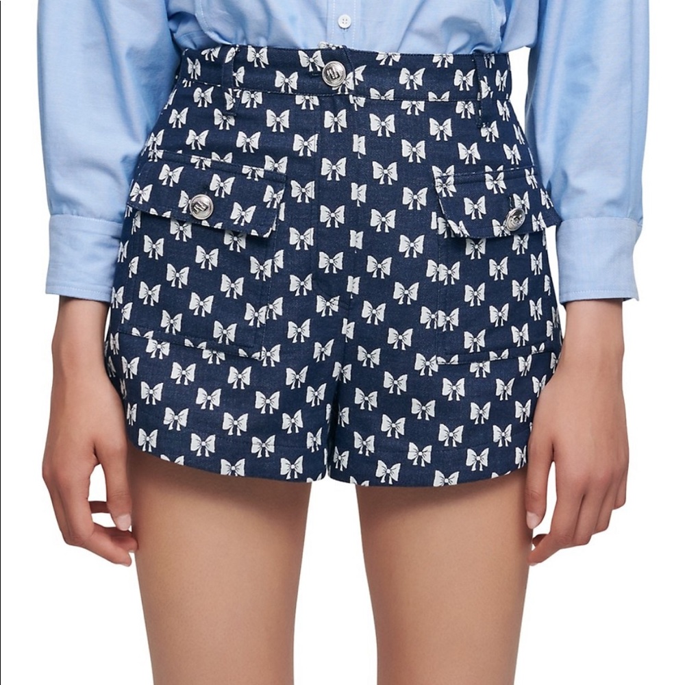 Maje bow printed shorts